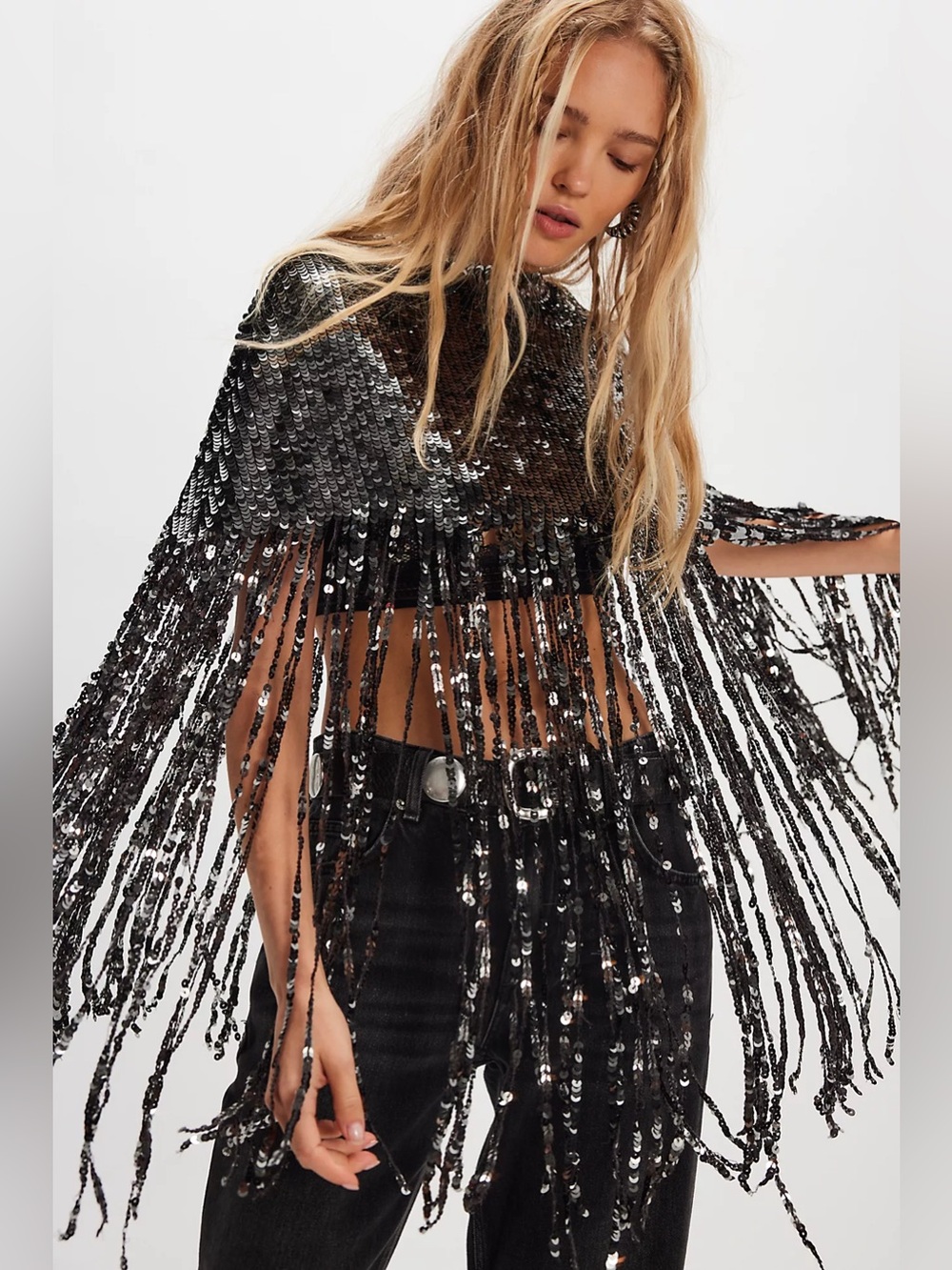 Free people All Night Long Sequin Cape